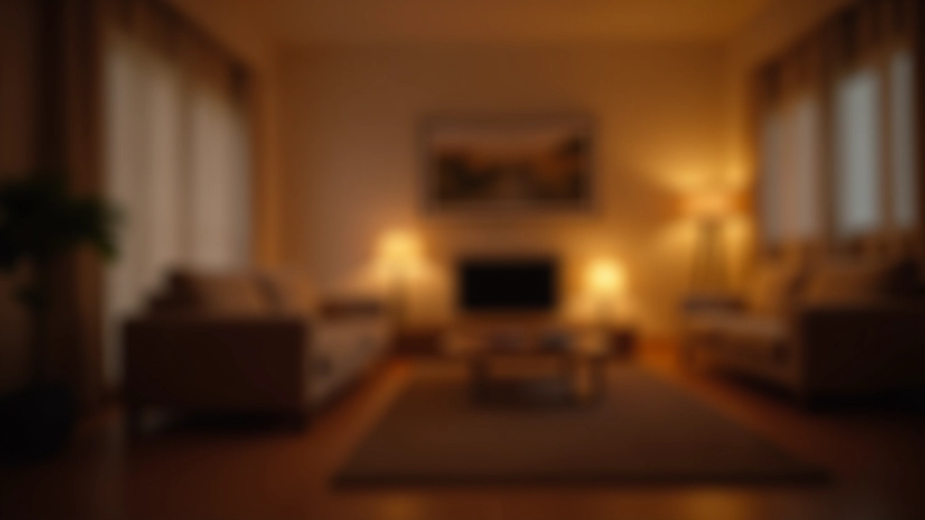 Lâmpadas LED inteligentes em ambiente de sala com diferentes cores de luz